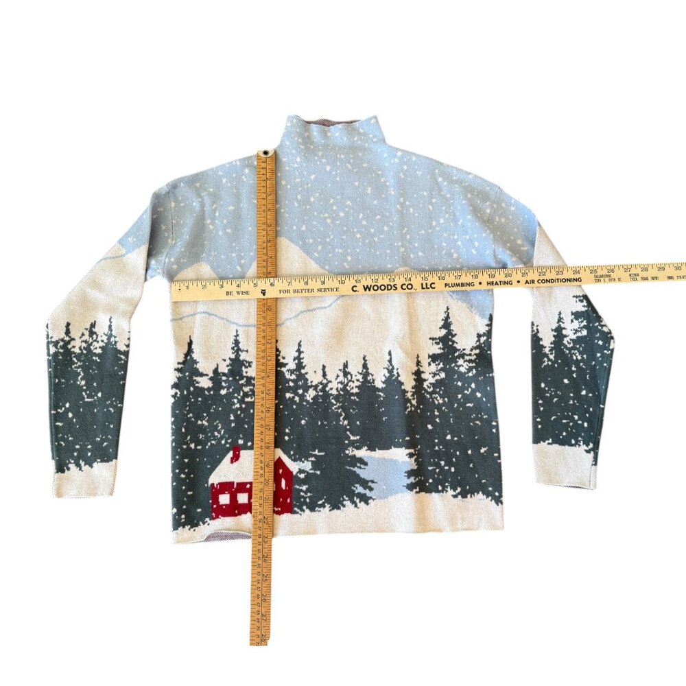 NWOT TAHARI Mock Neck Winter Scene Woman's Sweater Size Small - Picture 5 of 12